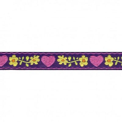 Heart Jacquard Woven Trim - purple