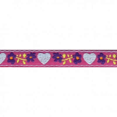 Heart Jacquard Woven Trim - Black red