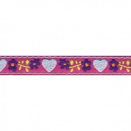 Heart Jacquard Woven Trim - Black red