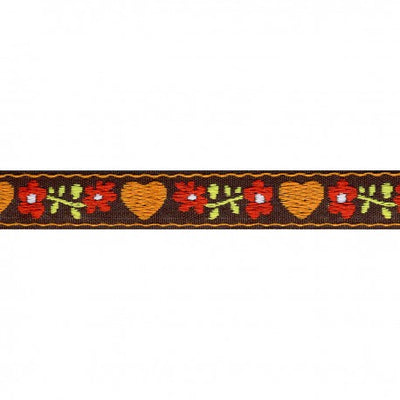 Heart Jacquard Woven Trim - Brown