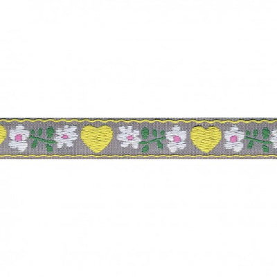 Heart Jacquard Woven Trim - Gray