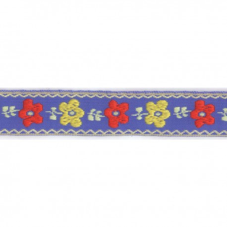 Flower Jacquard Woven Trim - Lavender blue