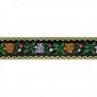 Flower Jacquard Woven Trim - Black