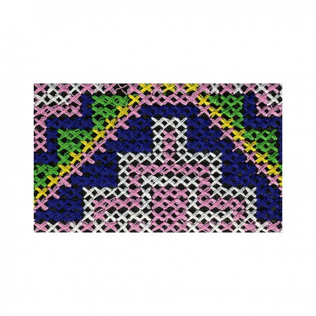 Inca Jacquard Woven Trim - Blue Royal/Rose