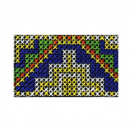 Inca Jacquard Woven Trim - Royal/yellow blue