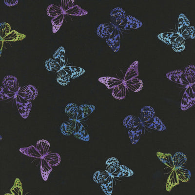 Metallic Butterflies CM4104 - Black 100% Cotton Designer