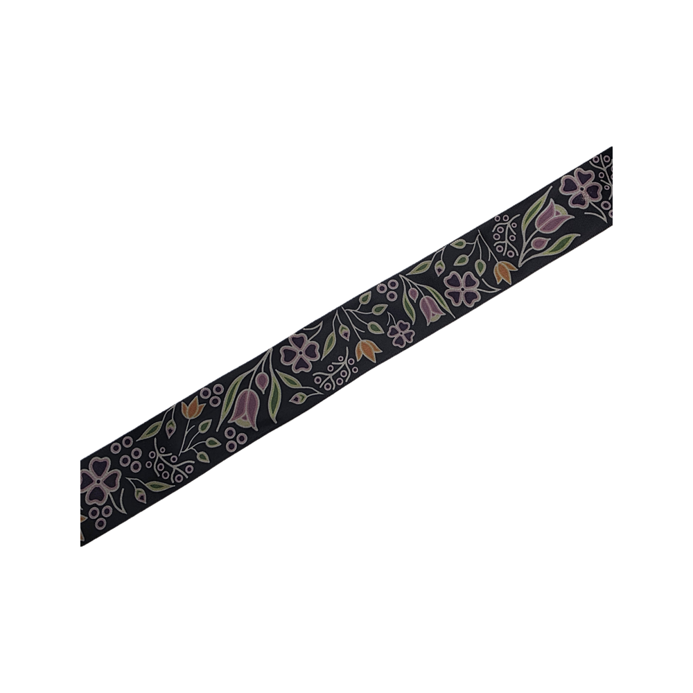 38mm - Single Faced Anishinaabe Woodland Flowers Satin Ribbon
