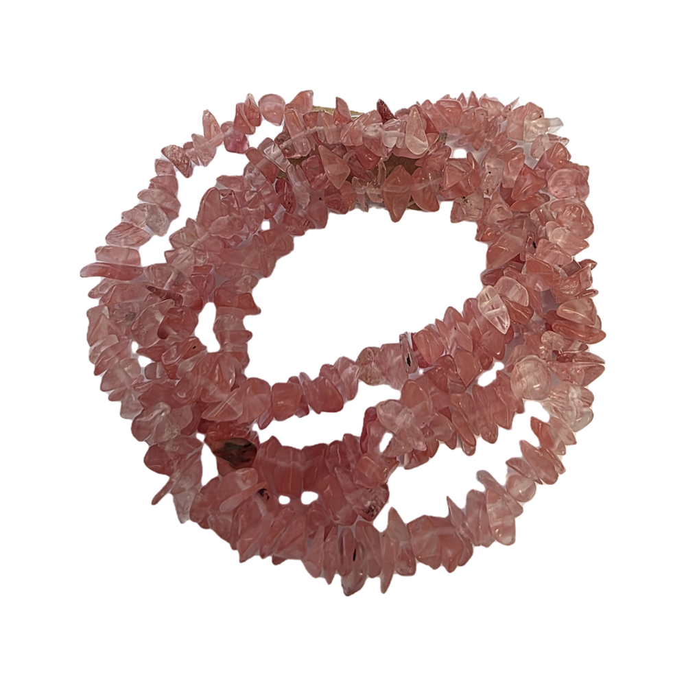 Chips - Semi Precious on strand - Cherry Quartz