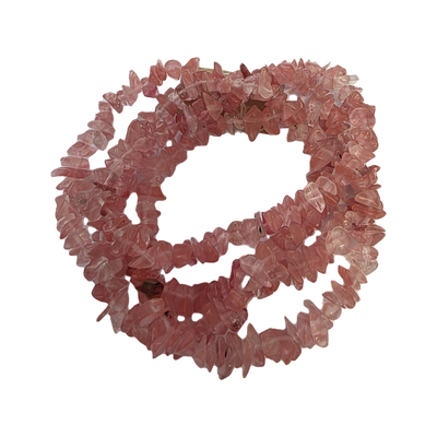 Chips - Semi Precious on strand - Cherry Quartz