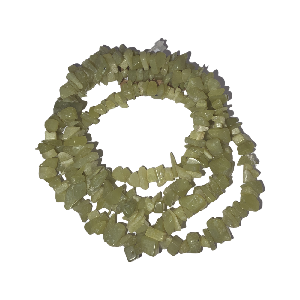 Chips - Semi Precious on strand - Olive Jade