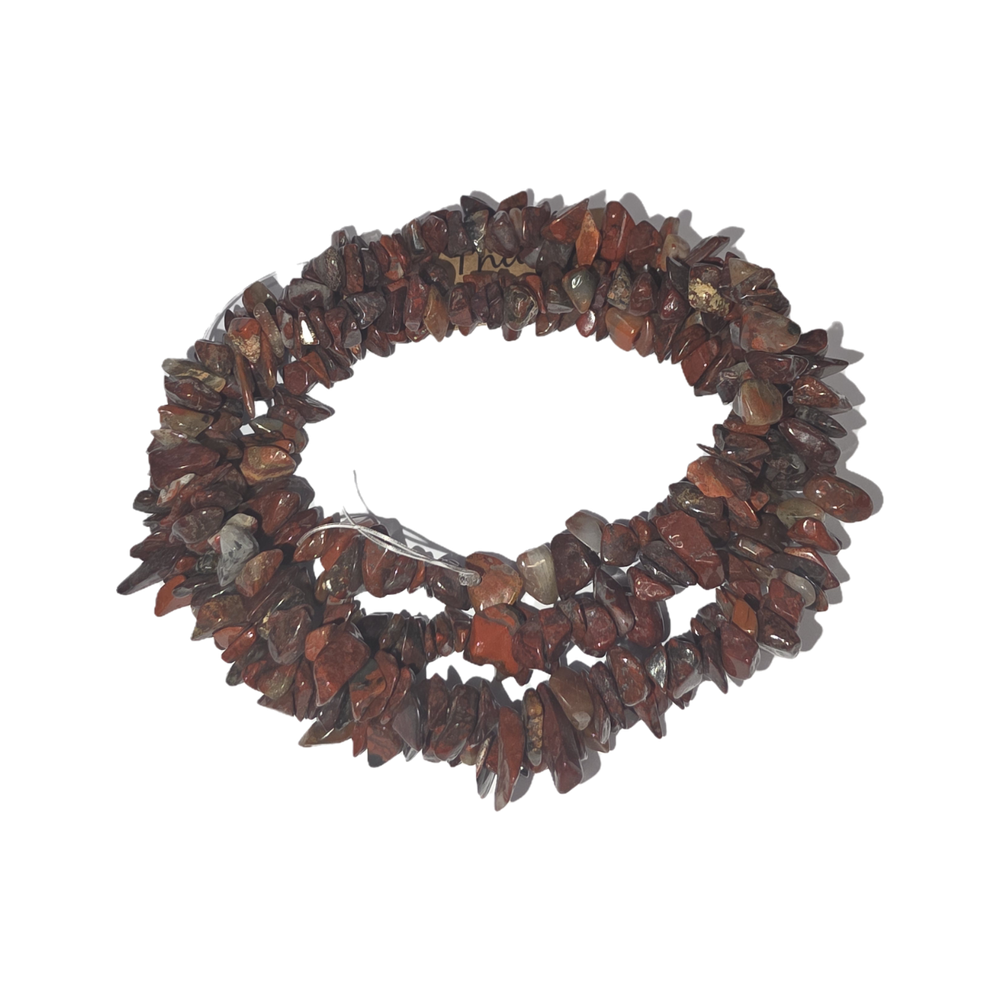 Chips - Semi Precious on strand - Poppy Jasper