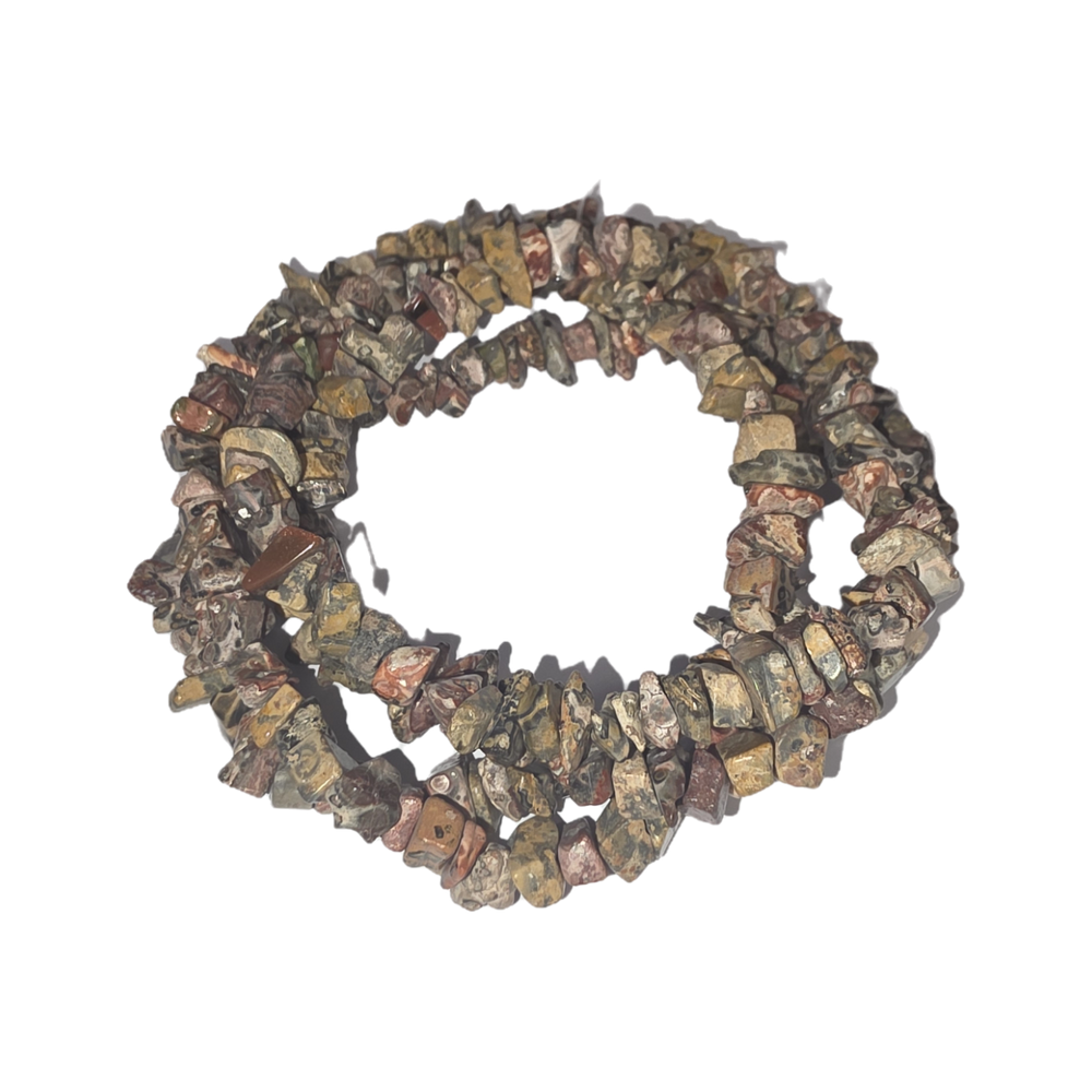 Chips - Semi Precious on strand - Leopardskin Jasper