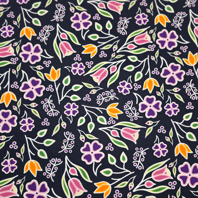 Anishinaabe Woodland Floral RM0003 - Black 100% Cotton Designer