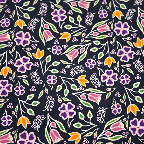 Anishinaabe Woodland Floral RM0003 - Black 100% Cotton Designer
