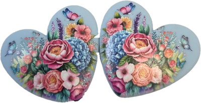 34mm • Patterned Acrylic Heart Cabochon – Assorted Designs