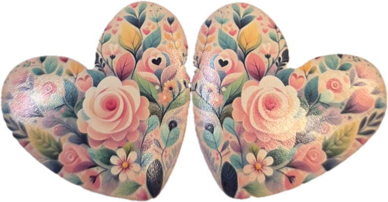 34mm • Patterned Acrylic Heart Cabochon – Assorted Designs