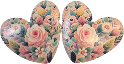 34mm • Patterned Acrylic Heart Cabochon – Assorted Designs