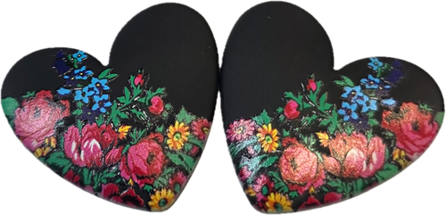 34mm • Cabochon cœur en acrylique à motifs – Plusieurs modèles