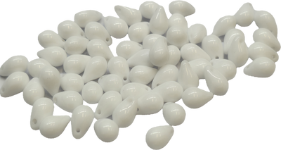 Teardrop Glass Beads Opaque White (6 x 9 mm) (100 un)