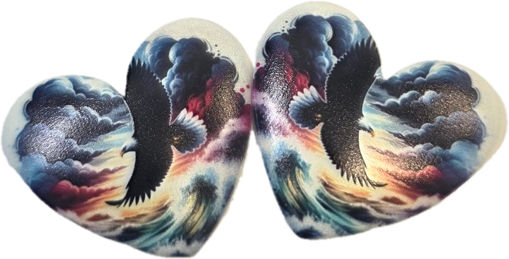 34mm • Patterned Acrylic Heart Cabochon – Assorted Designs