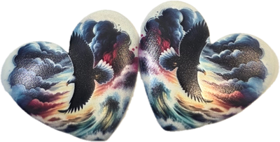 34mm • Patterned Acrylic Heart Cabochon – Assorted Designs