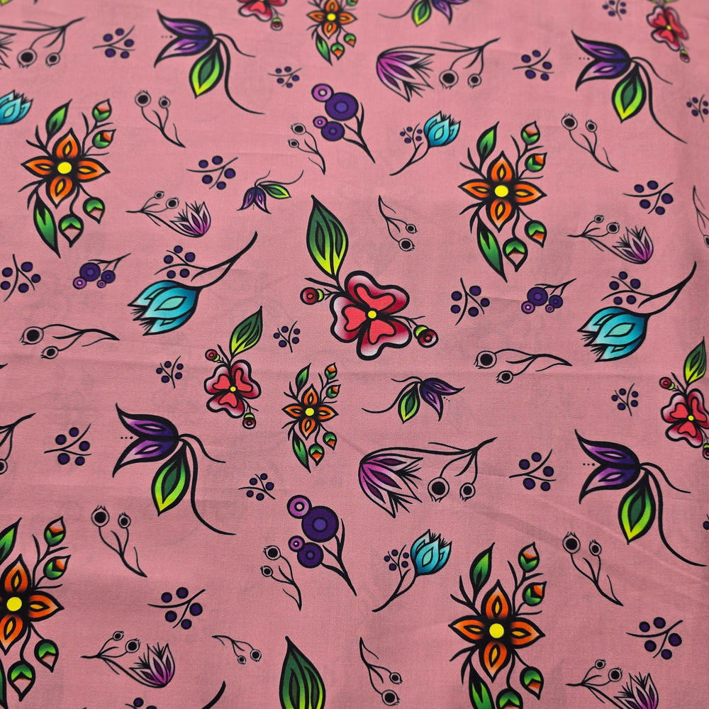 Anishinaabe Flowers RM0002 - Pink 100% Cotton Designer