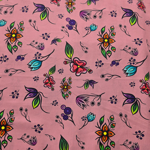 Anishinaabe Flowers RM0002 - Pink 100% Cotton Designer
