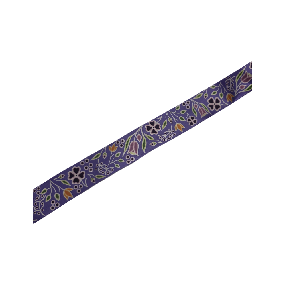 38mm - Single Faced Anishinaabe Woodland Flowers Satin Ribbon