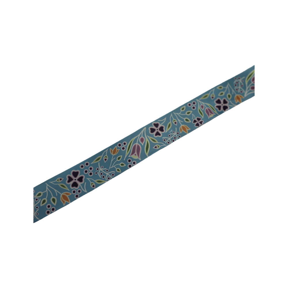 38mm - Single Faced Anishinaabe Woodland Flowers Satin Ribbon