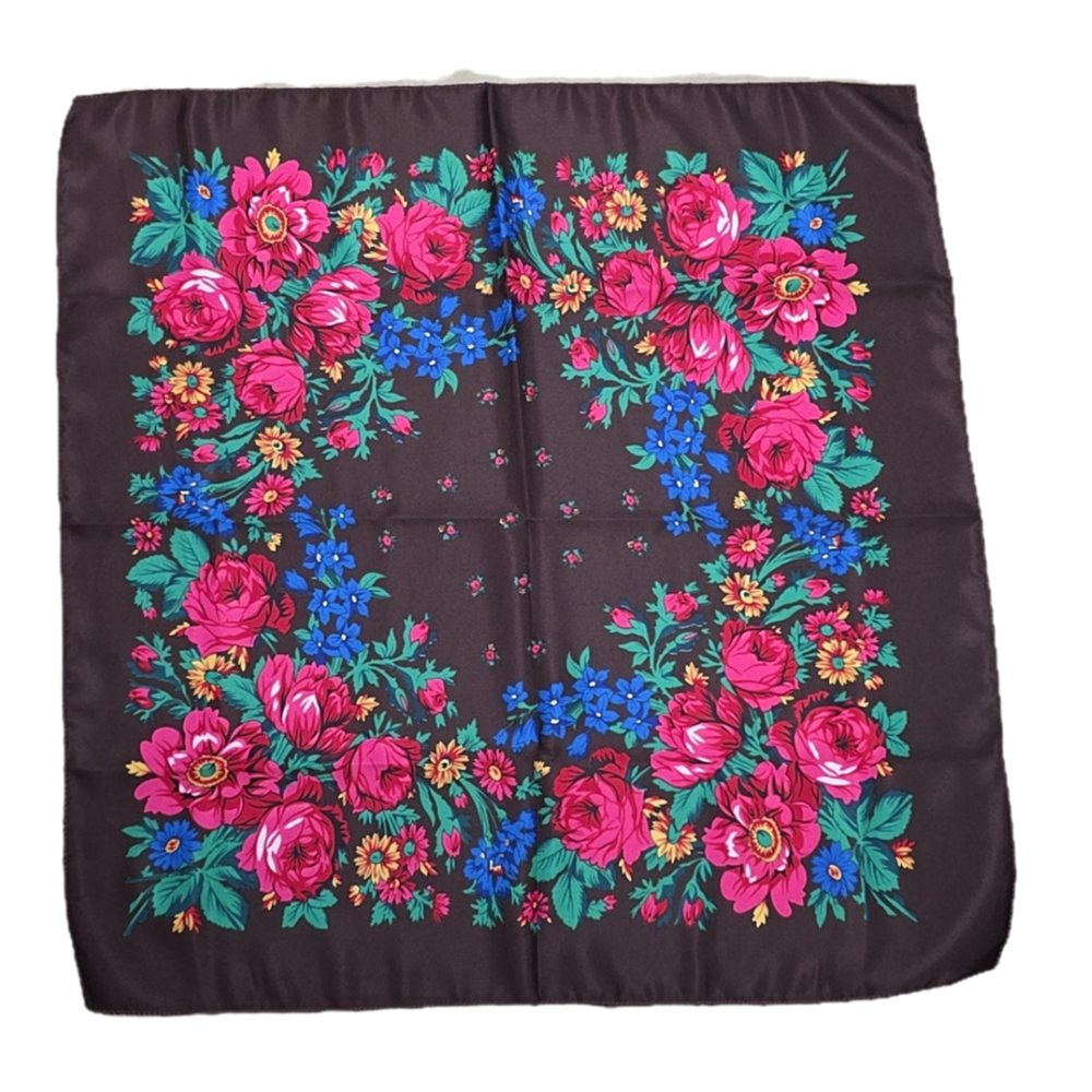 Foulard Kukum · Motif floral · 30 x 30 pouces