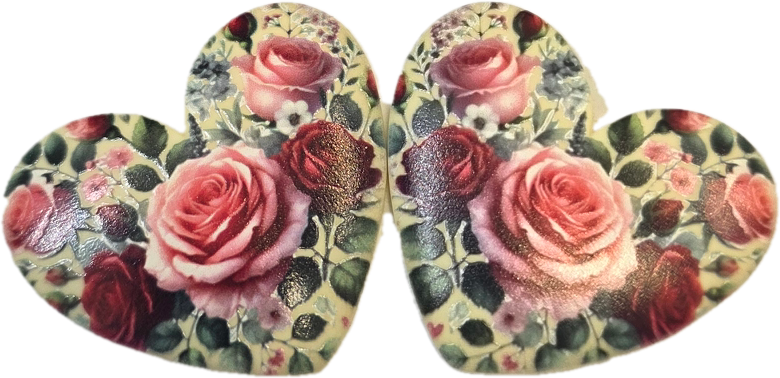 34mm • Patterned Acrylic Heart Cabochon – Assorted Designs