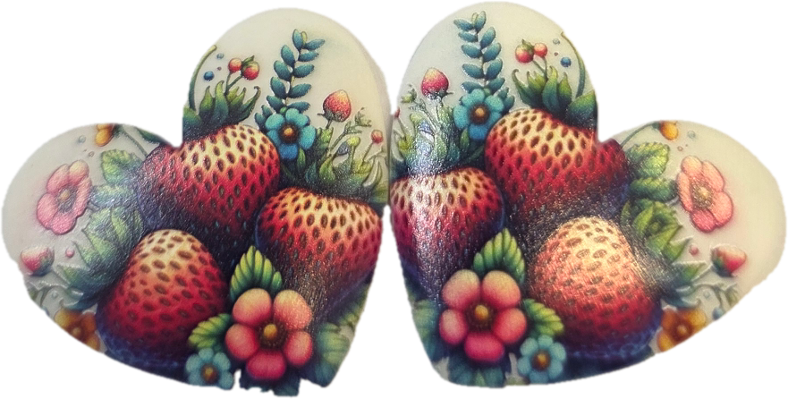34mm • Patterned Acrylic Heart Cabochon – Assorted Designs