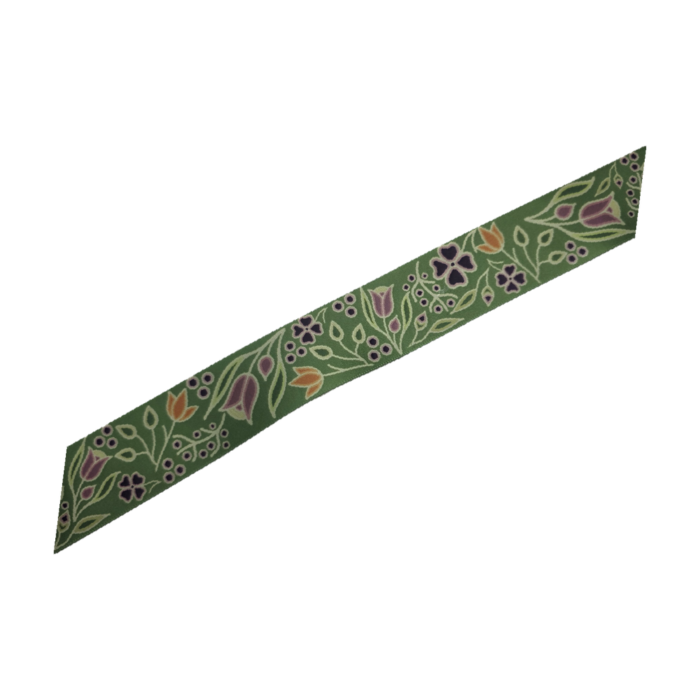 38mm - Single Faced Anishinaabe Woodland Flowers Satin Ribbon