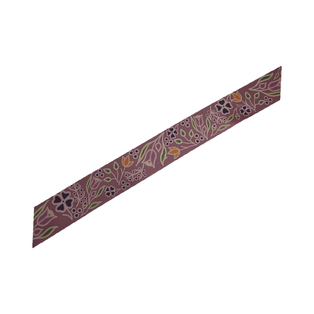 38mm - Single Faced Anishinaabe Woodland Flowers Satin Ribbon