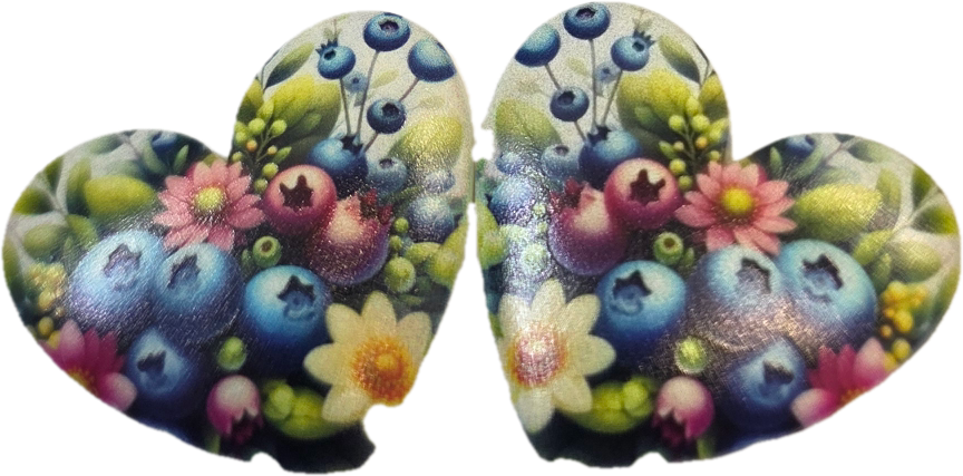 34mm • Patterned Acrylic Heart Cabochon – Assorted Designs