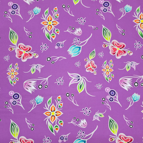 Anishinaabe Flowers RM0002 - Purple 100% Cotton Designer