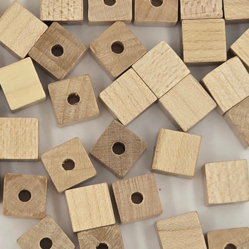 10 mm - Perles cubes de bois
