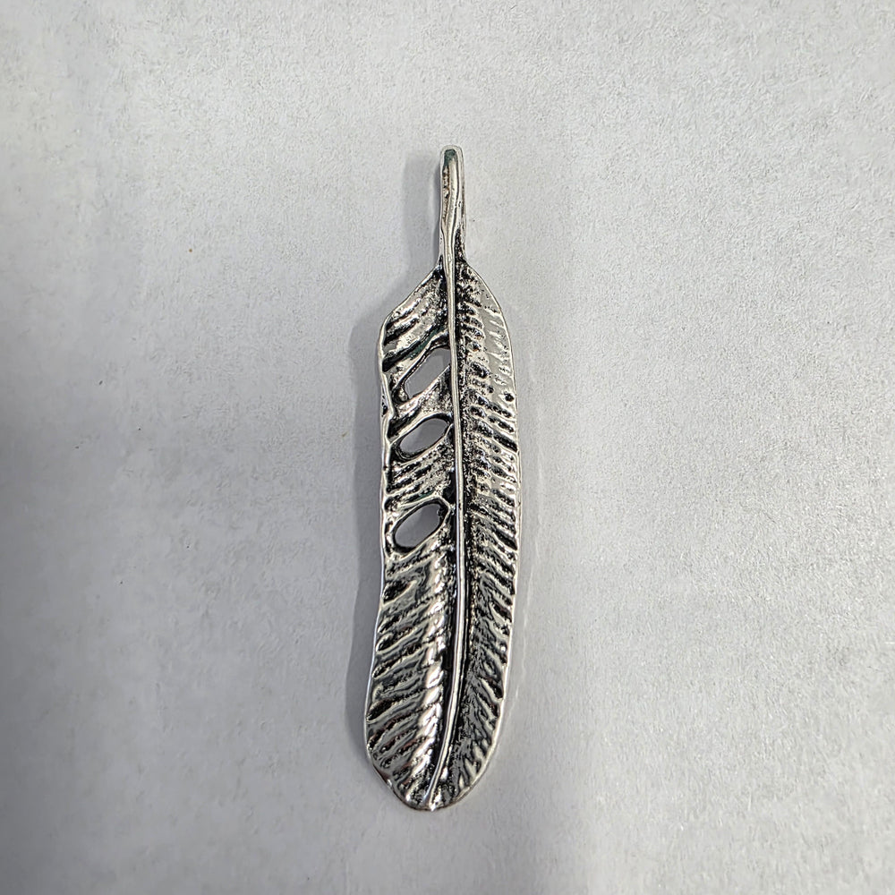 52x14mm - Grand pendentif plume - Argent