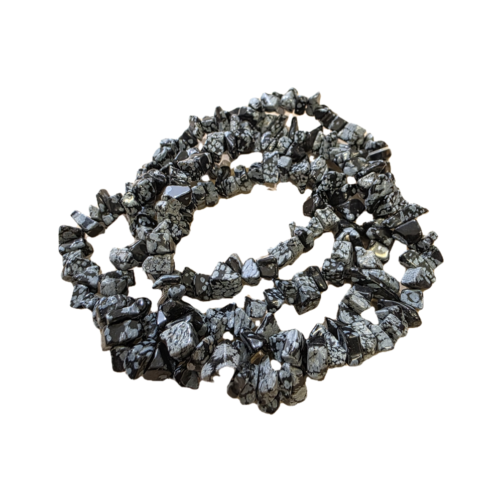 Chips - Semi precious on strand - Obsidian Snowflake