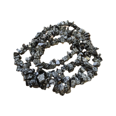 Chips - Semi precious on strand - Obsidian Snowflake