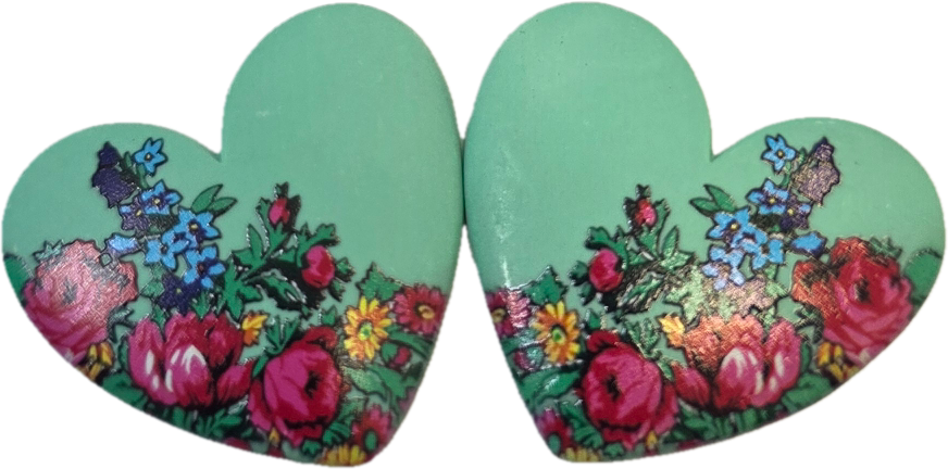 34mm • Patterned Acrylic Heart Cabochon – Assorted Designs