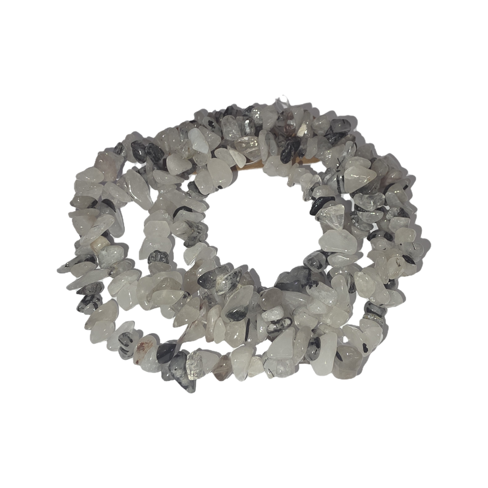 Chips - Semi Precious on strand - Black Rutilated Quartz