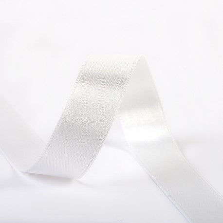 Double-Sided Satin Ribbon - Ecru/White