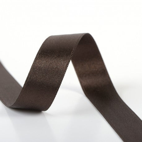 Double-sided satin ribbon - 161 Brown