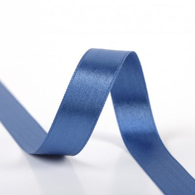 Double-sided satin ribbon - 28 Denim blue