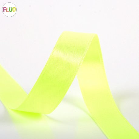 Double-sided satin ribbon - 201 Neon yellow