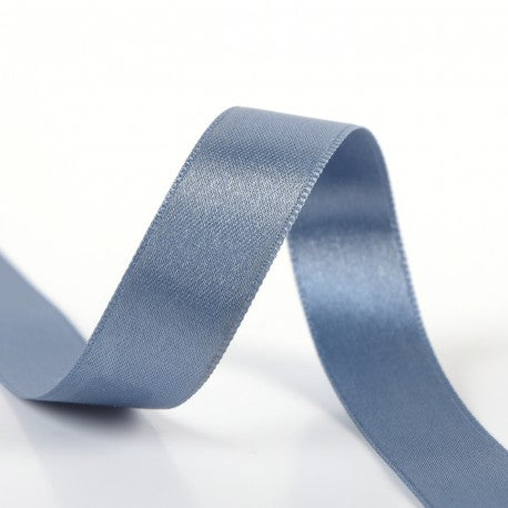 Double-sided satin ribbon - 121 Woad blue