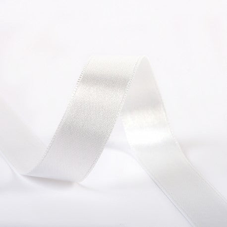 Double-sided satin ribbon - 151 Ecru/White