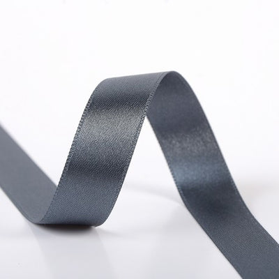 Double-sided satin ribbon - 38 Grey black