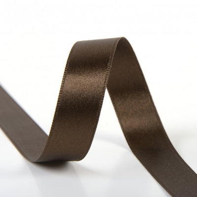 Double-Sided Satin Ribbon - Dark brown